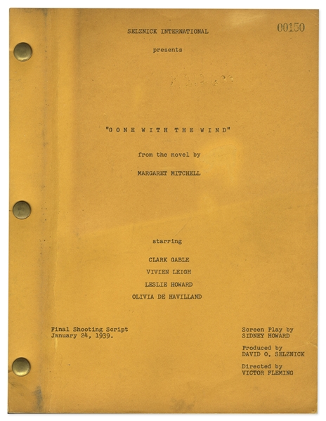 ''Gone With the Wind'' Final Shooting Script -- Bound in Navy Blue Leather With Gilt Tooling